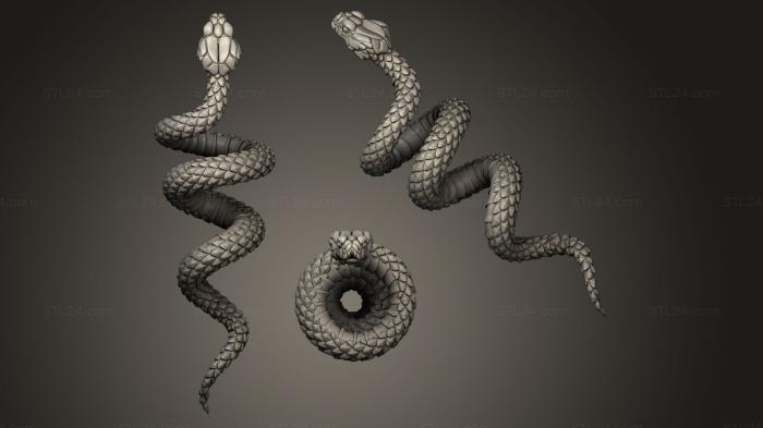 Animal figurines (snake round, STKJ_0112) 3D models for cnc